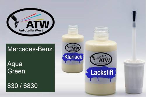 Mercedes-Benz, Aqua Green, 830 / 6830: 20ml Lackstift + 20ml Klarlack - Set, von ATW Autoteile West.